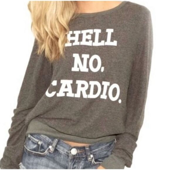 Wildfox Sweatshirt Hell No Cardio black  size small - Picture 1 of 7